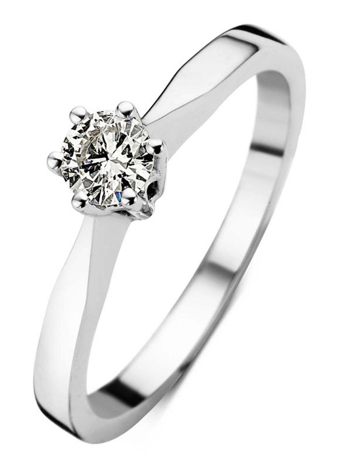 Diamond Point Witgouden solitair groeibriljant ring, 0.18 ct. 0.18 ct diamant Groeibriljant - voorkant witgoud