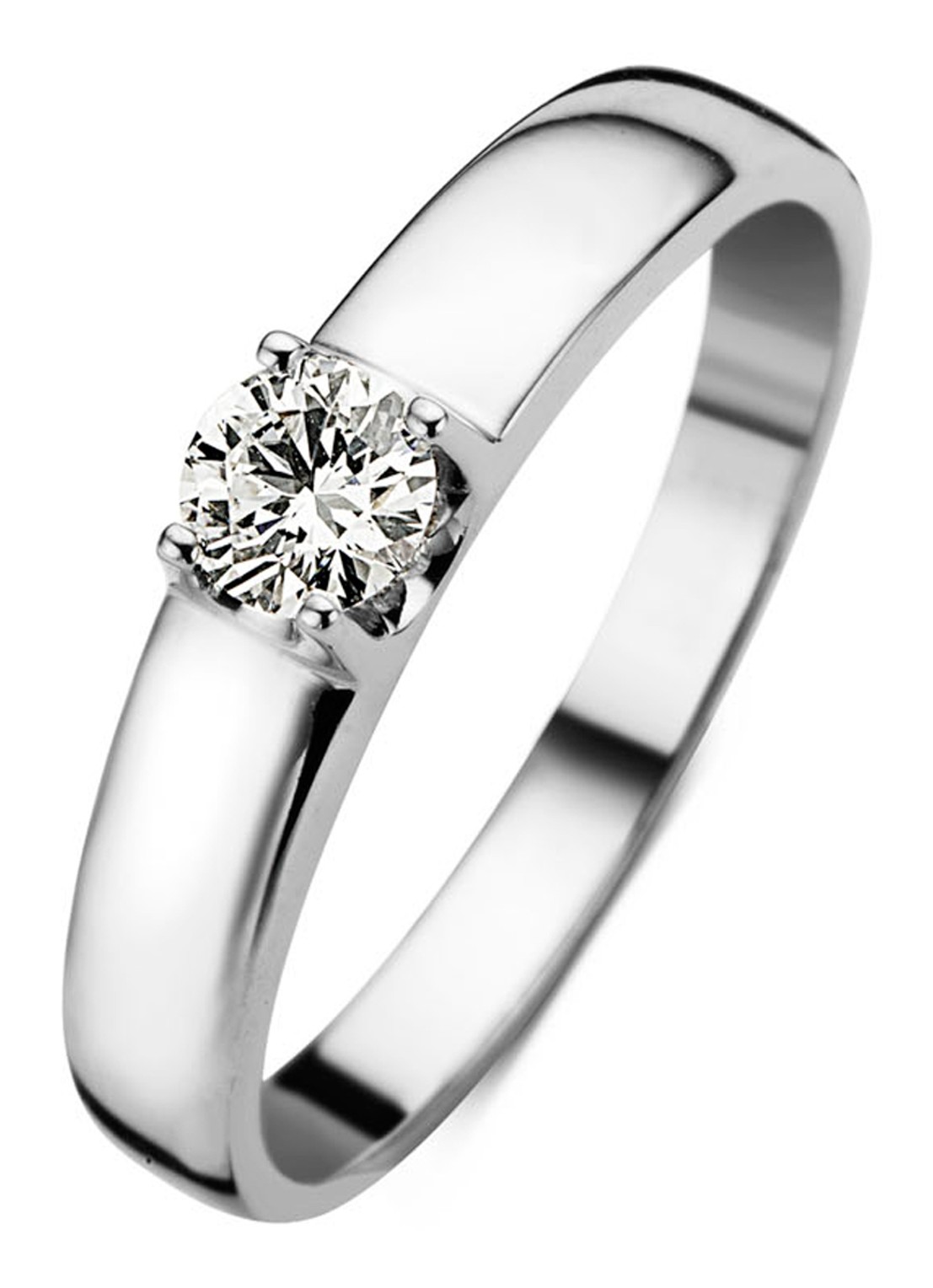 Diamond Point Witgouden solitair groeibriljant ring, 0.30 ct. 0.30 ct diamant Groeibriljant - voorkant witgoud