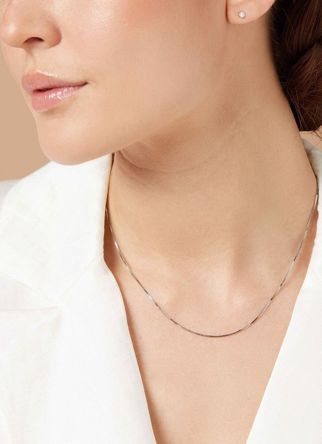 Diamond Point Witgouden venetiaans collier Timeless Treasures (40cm) - voorkant 2 witgoud
