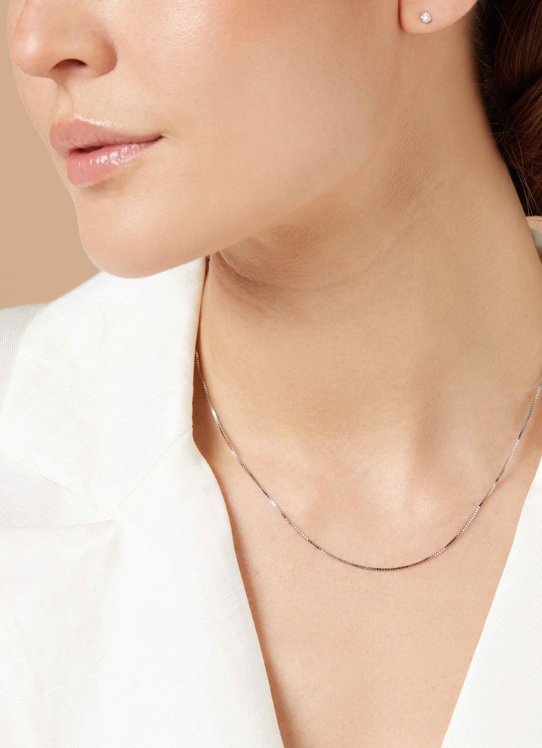 Diamond Point Witgouden venetiaans collier Timeless Treasures (42cm) - voorkant 3 witgoud