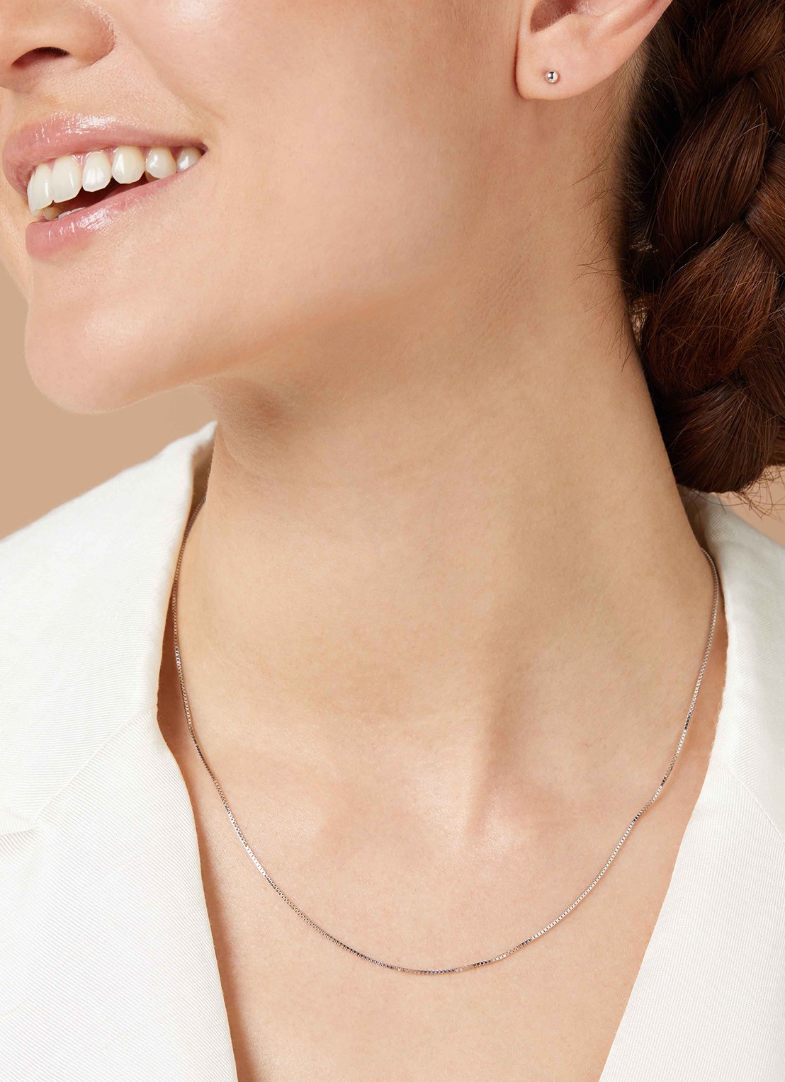 Diamond Point Witgouden venetiaans collier Timeless Treasures (45cm) - voorkant 3 witgoud