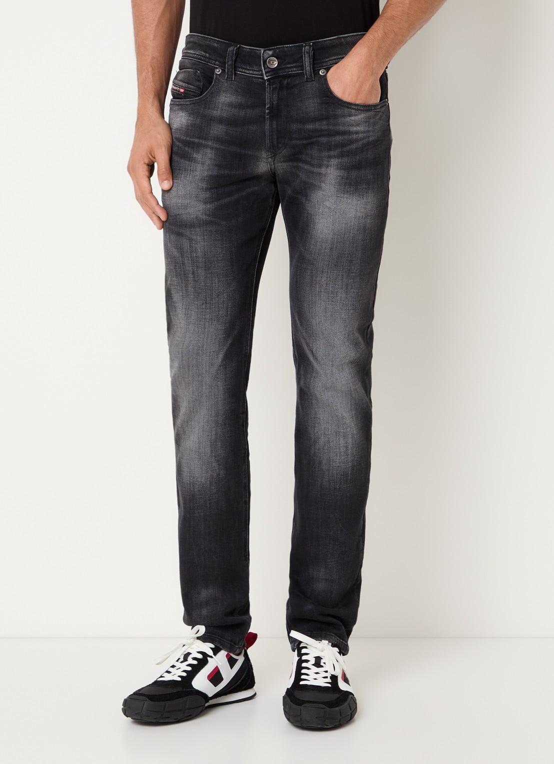 Diesel 1979 Sleenker skinny jeans met gekleurde wassing - detail zwart