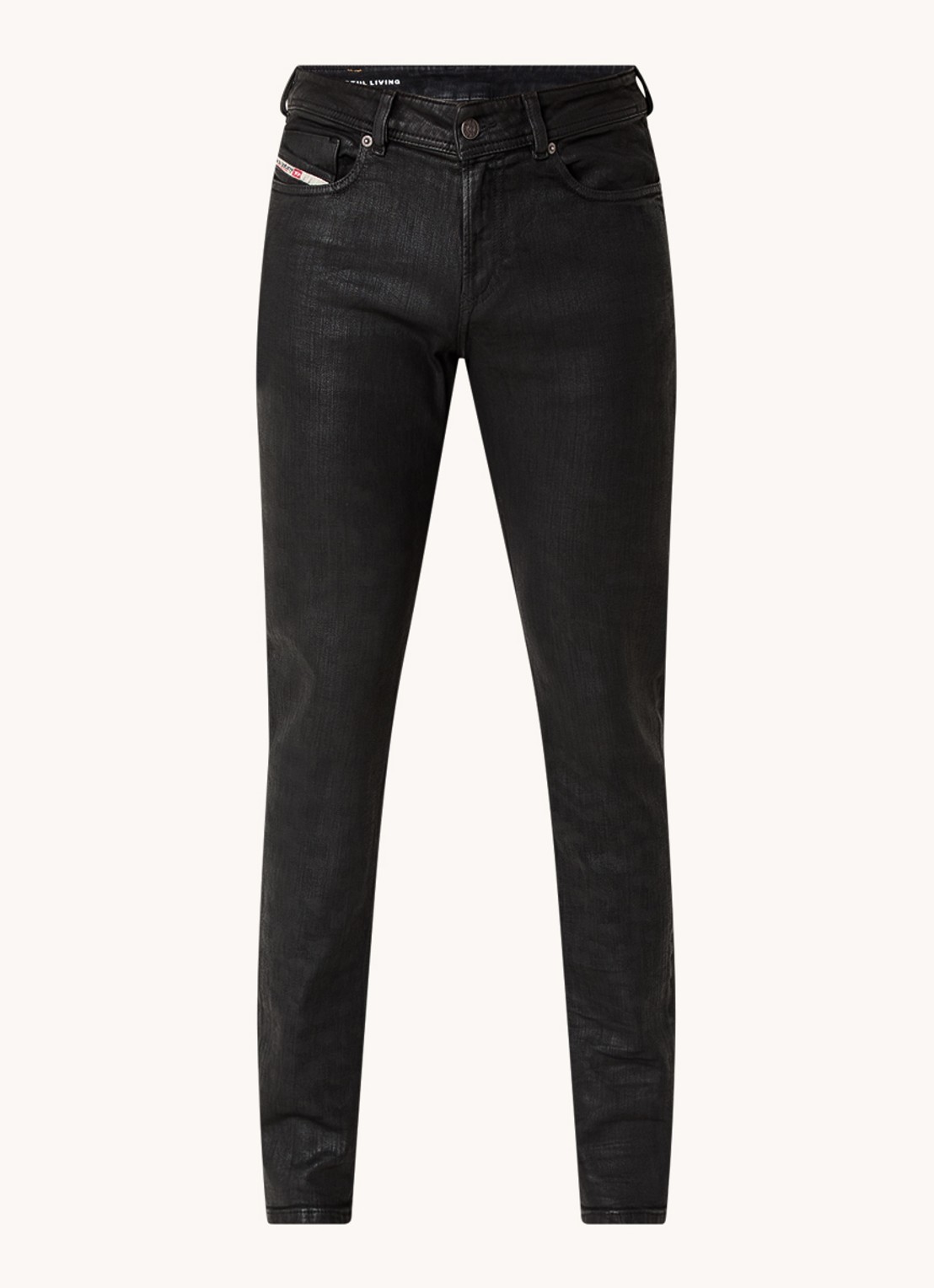 Diesel 1979 Sleenker skinny jeans met glanzende finish - voorkant 3 zwart