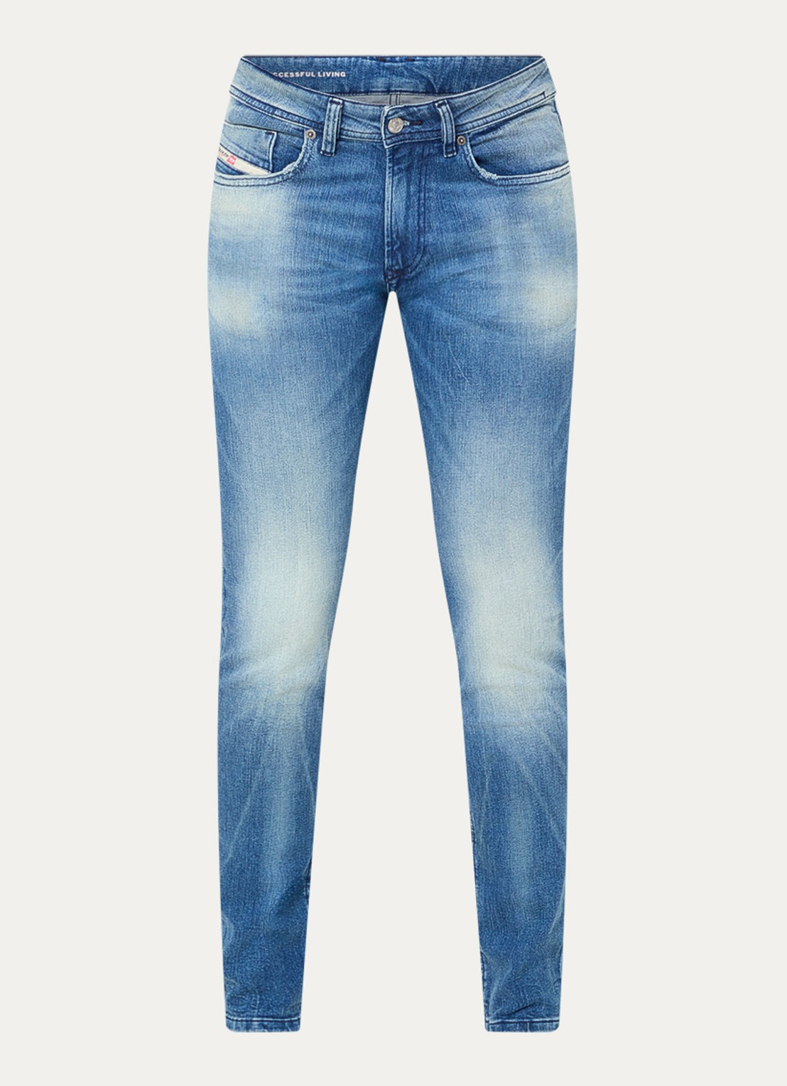 Diesel 1979 Sleenker skinny jeans met medium wassing en verwassen afwerking - voorkant indigo