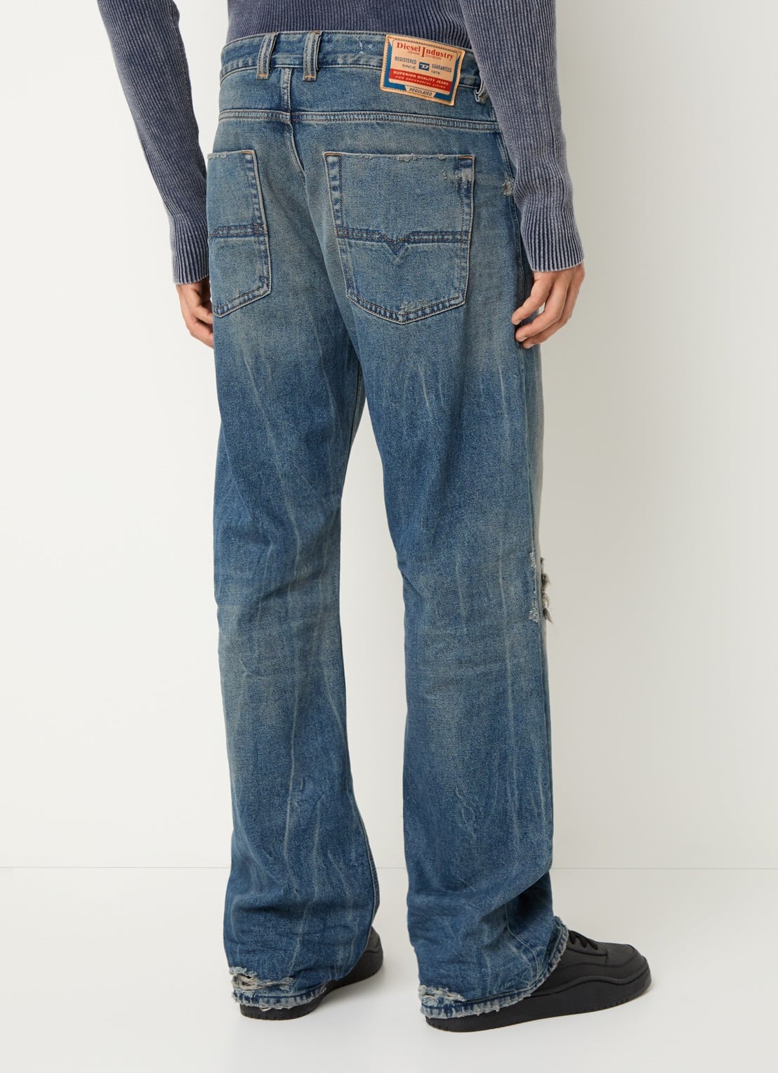 Diesel 1980 D-Eeper straight leg jeans met lichte wassing - achterkant indigo
