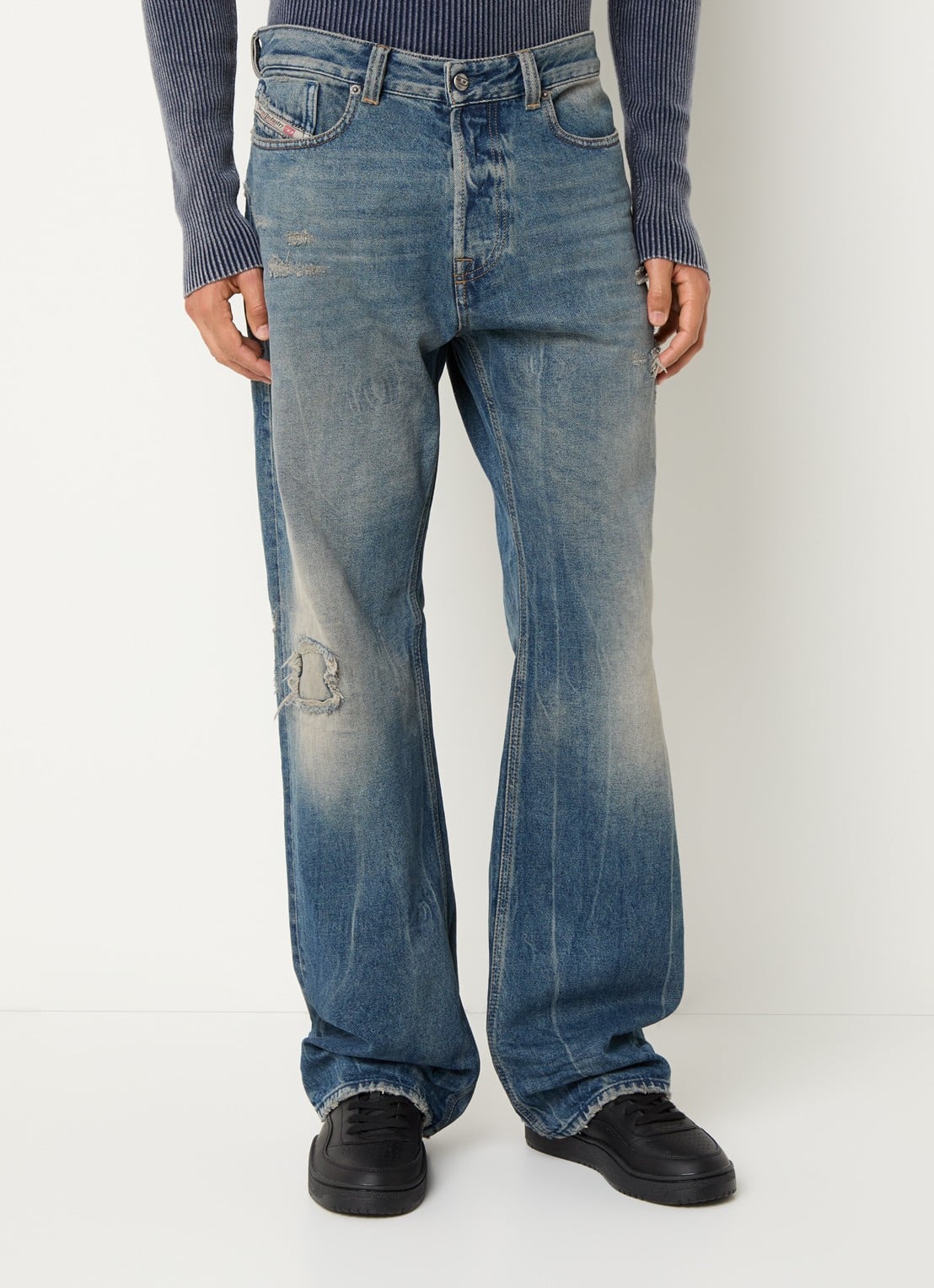 Diesel 1980 D-Eeper straight leg jeans met lichte wassing - detail 4 indigo
