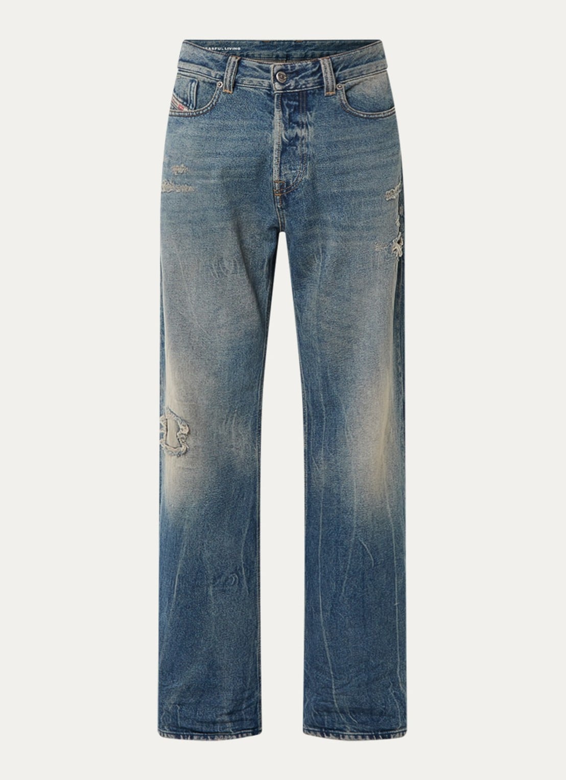 Diesel 1980 D-Eeper straight leg jeans met lichte wassing - voorkant 2 indigo