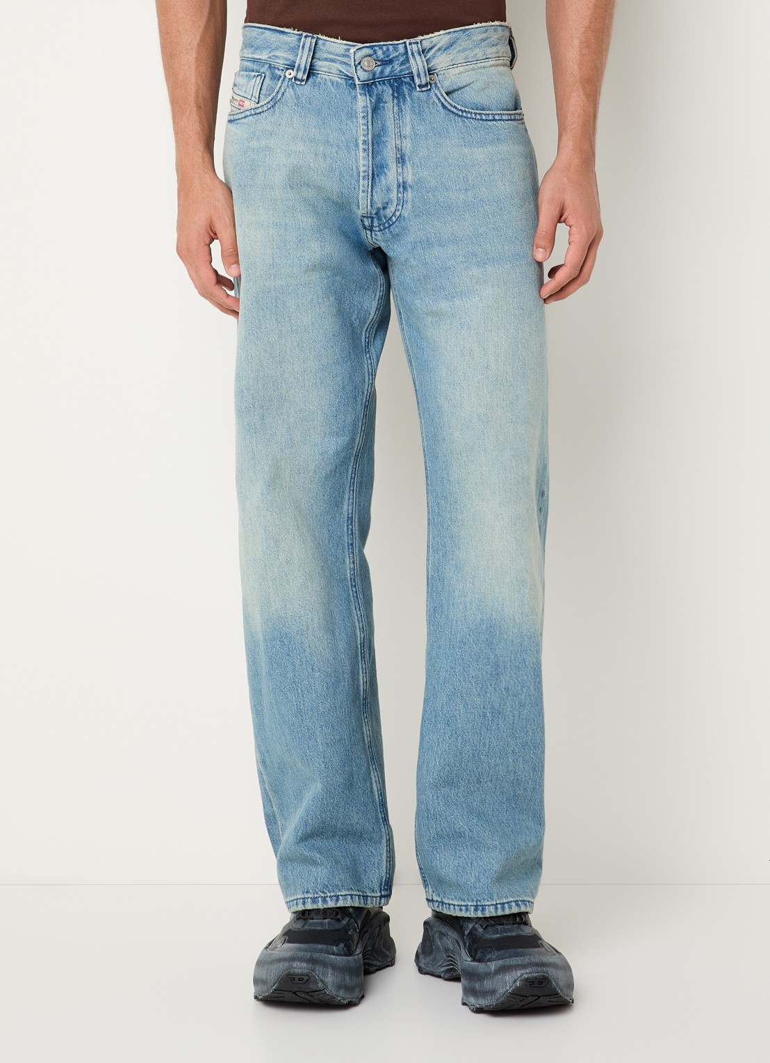 Diesel 1980 D-Eeper straight leg jeans met lichte wassing - detail indigo