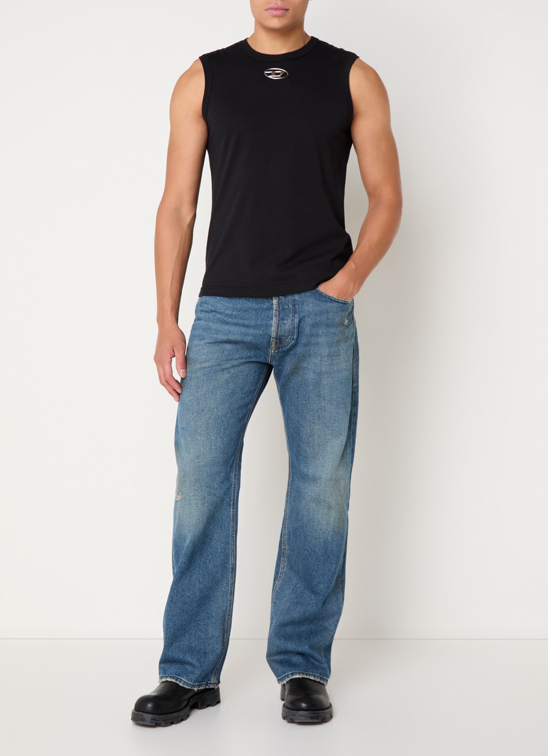 Diesel 1980 D-Eeper straight leg jeans met medium wassing - voorkant 3 indigo