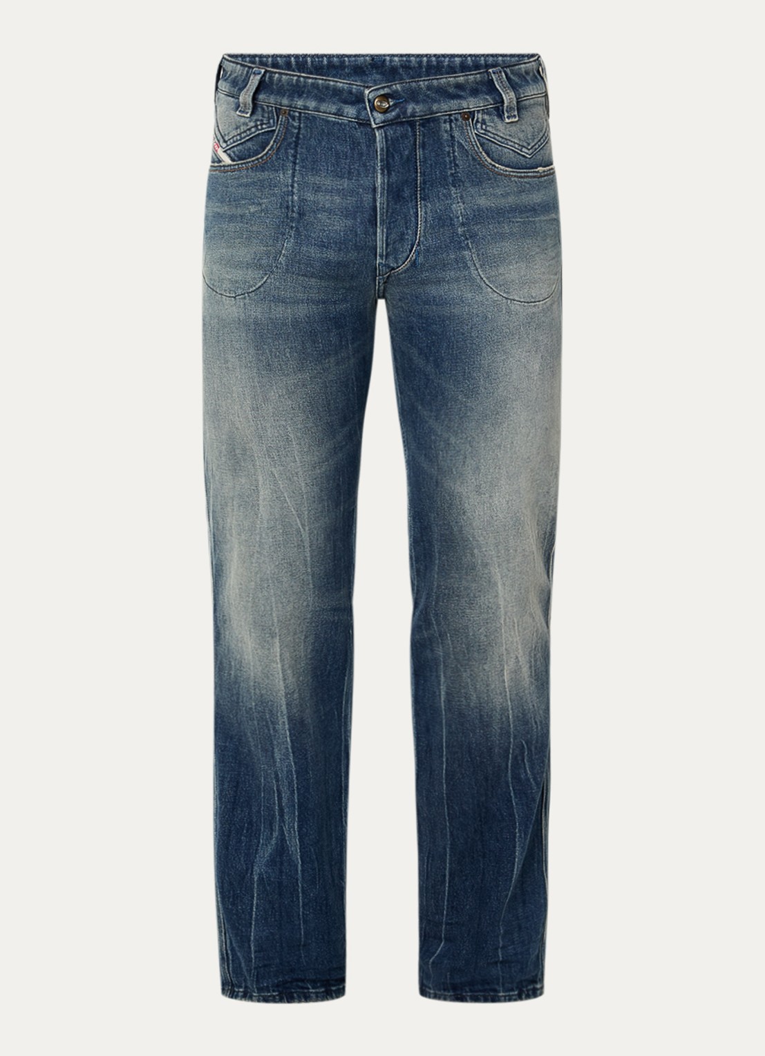 Diesel 1985 Larkee-Arc straight leg jeans met medium wassing - voorkant 3 indigo