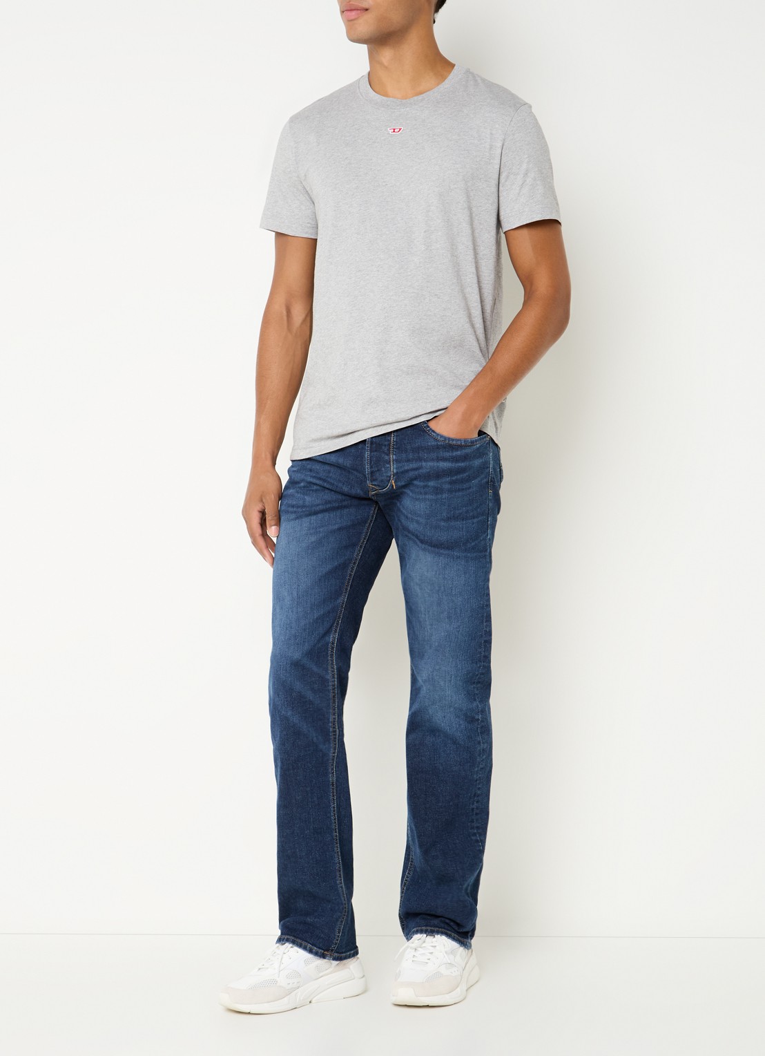 Diesel 1985 Larkee straight leg jeans met donkere wassing - voorkant 3 indigo
