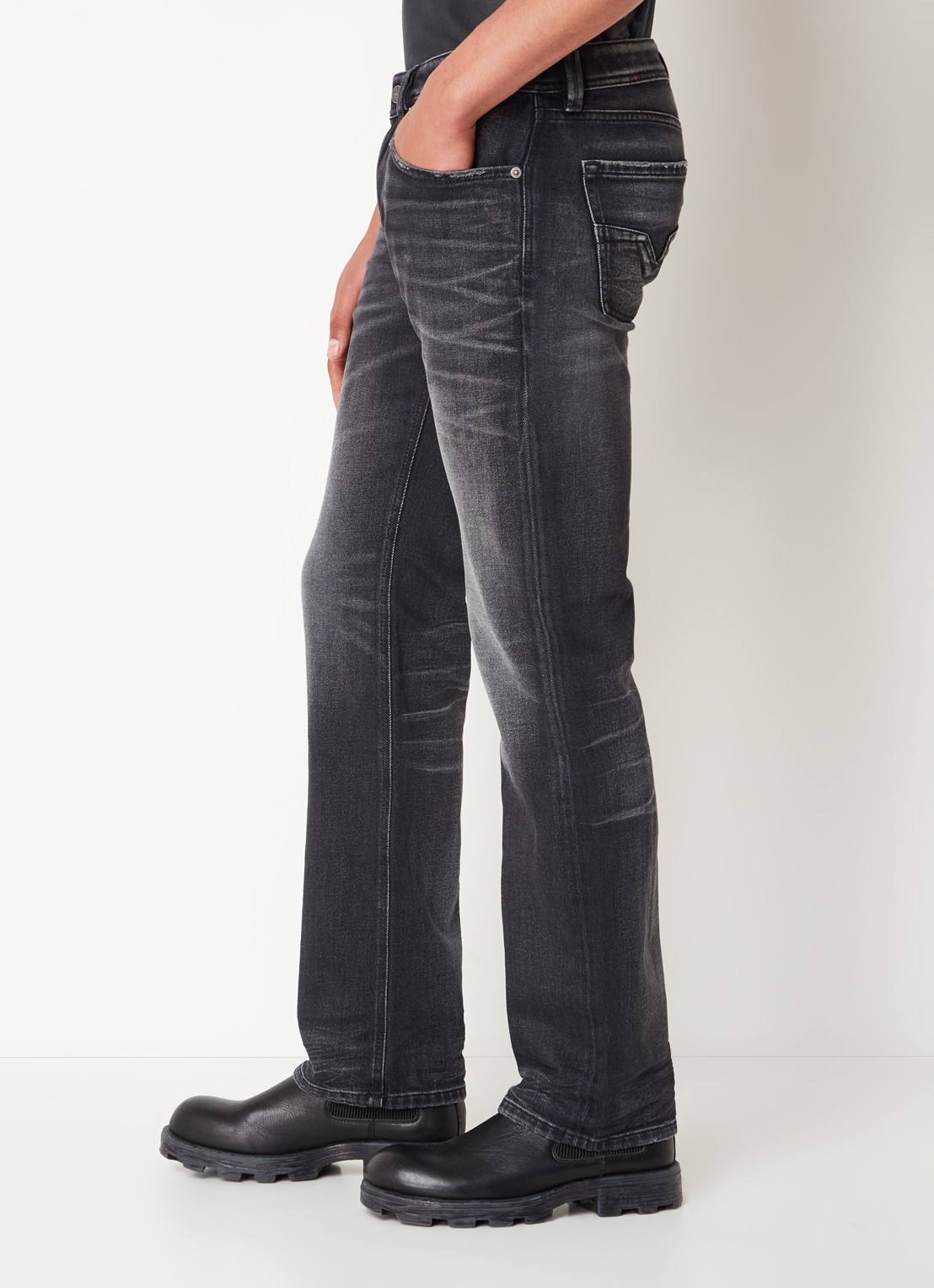 Diesel 1985 Larkee straight leg jeans met gekleurde wassing - detail 4 antraciet