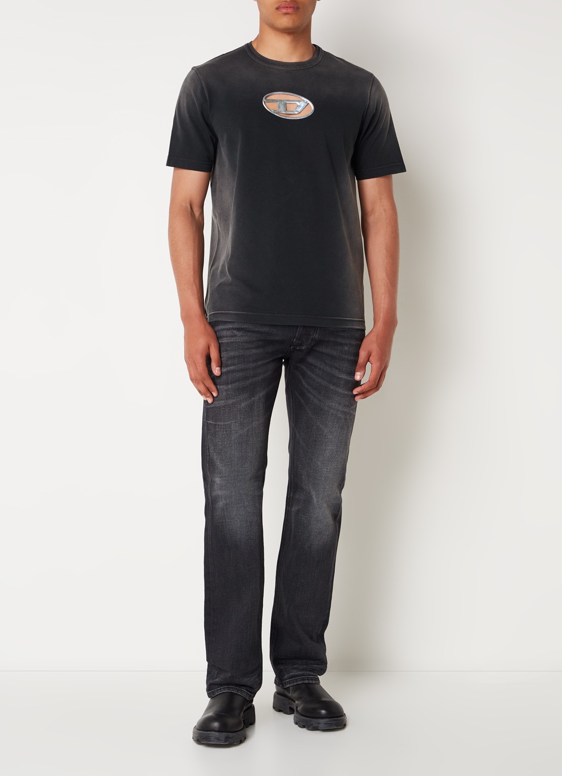 Diesel 1985 Larkee straight leg jeans met gekleurde wassing - voorkant 2 antraciet