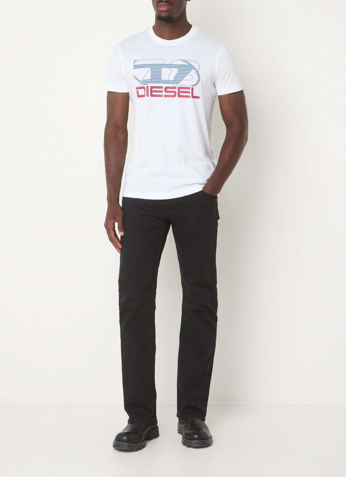 Diesel 1985 Larkee straight leg jeans met gekleurde wassing - voorkant 5 zwart