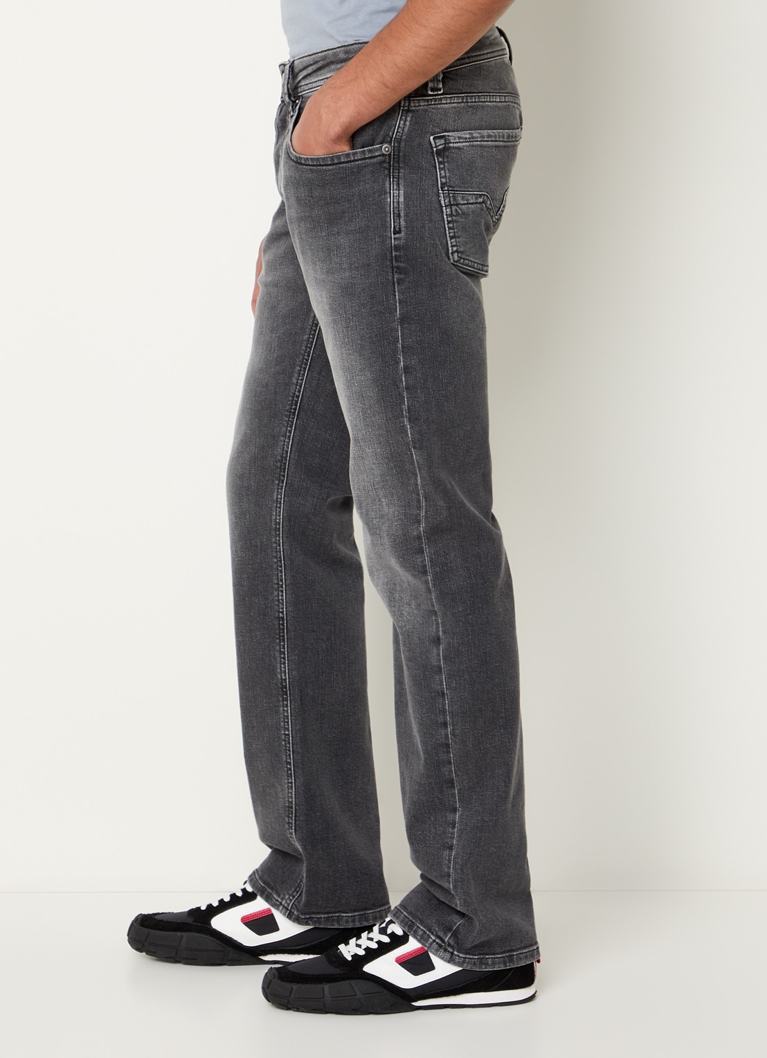 Diesel 1985 Larkee straight leg jeans met gekleurde wassing  - detail 2 donkergrijs