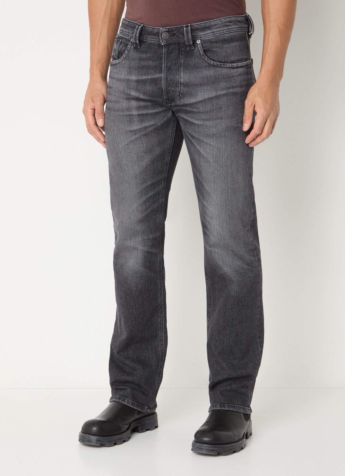 Diesel 1985 slim fit jeans met gekleurde wassing - detail 2 antraciet