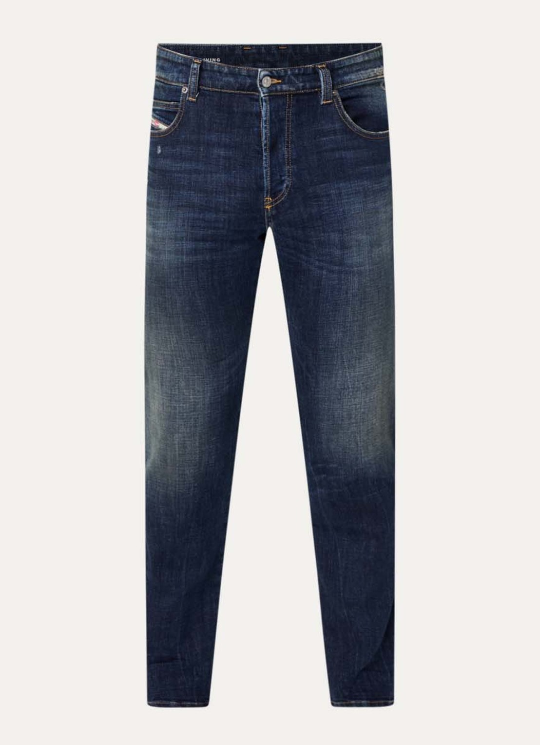 Diesel 1993 D-Vyl slim fit jeans met destroyed afwerking - voorkant 3 indigo