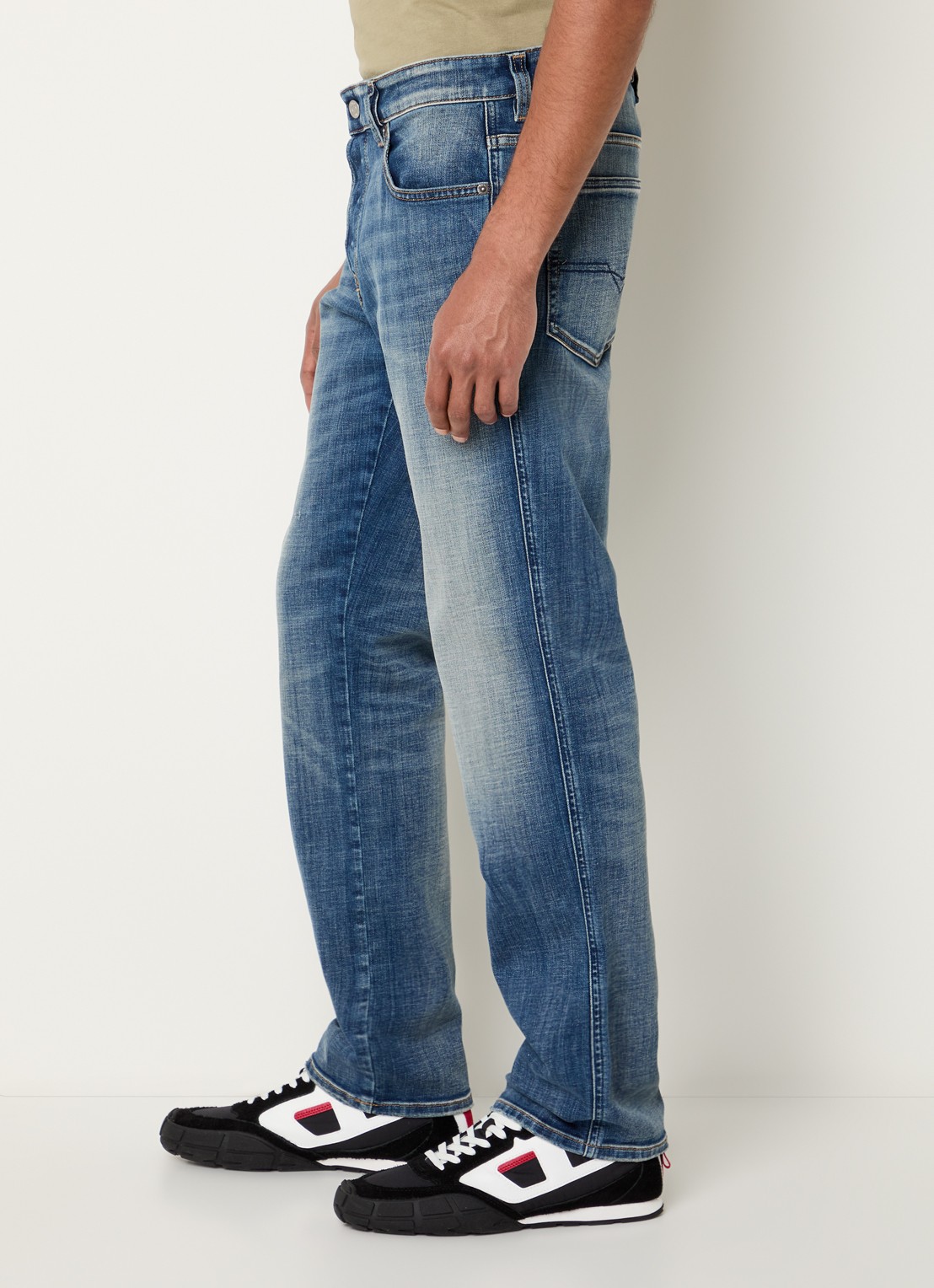 Diesel 1993 D-Vyl slim fit jeans met destroyed afwerking - detail 3 indigo