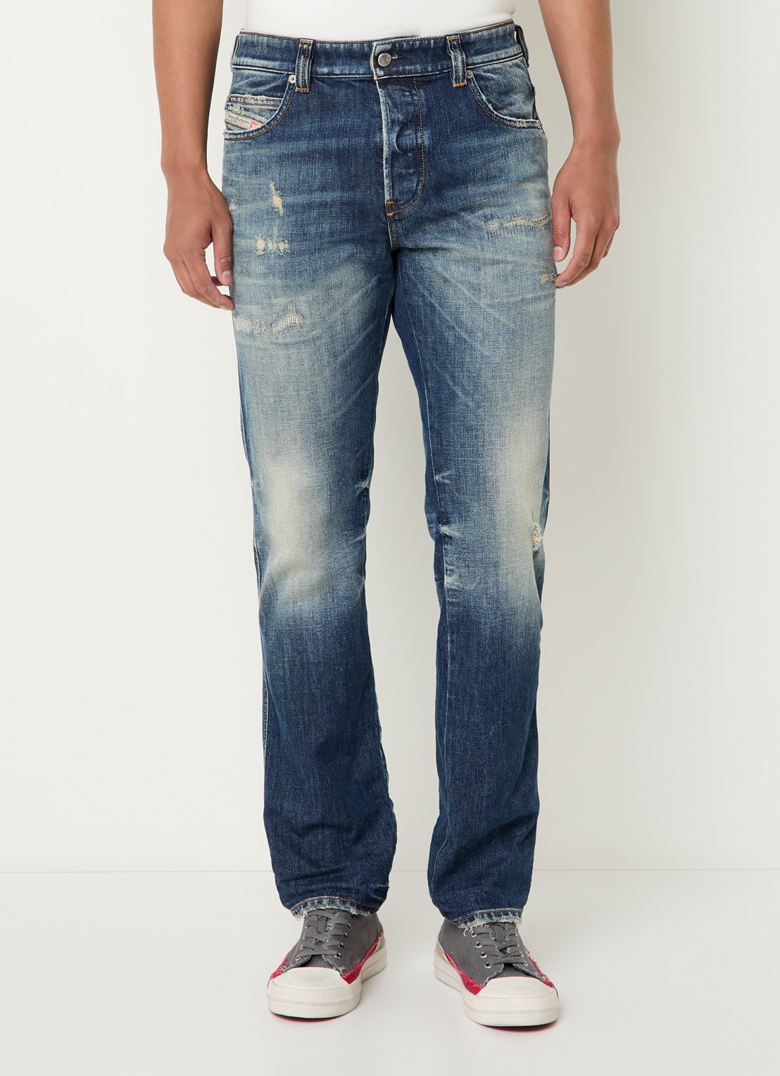 Diesel 1993 D-VYL straight leg jeans met verwassen afwerking - detail 2 indigo