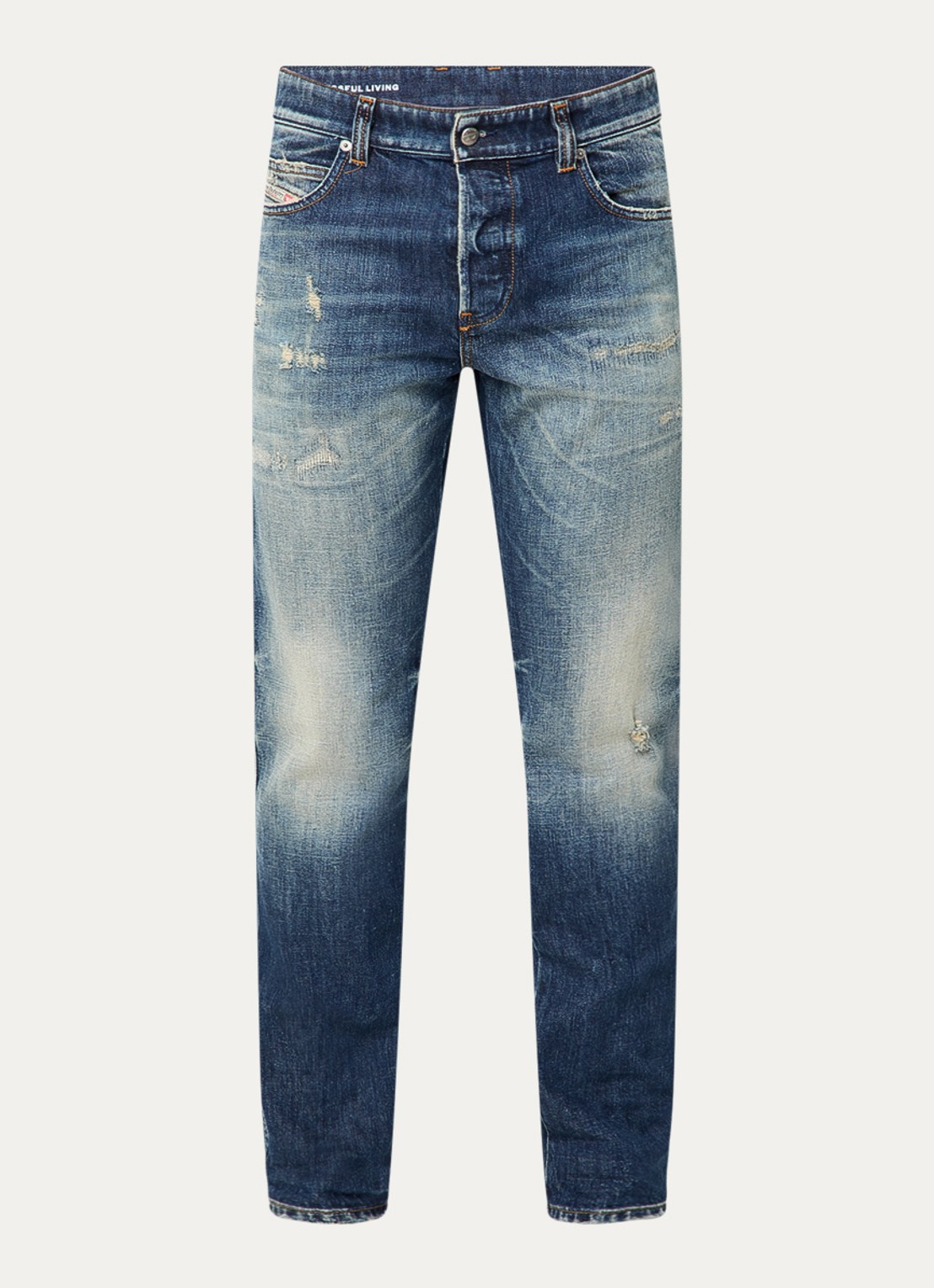 Diesel 1993 D-VYL straight leg jeans met verwassen afwerking - voorkant 4 indigo