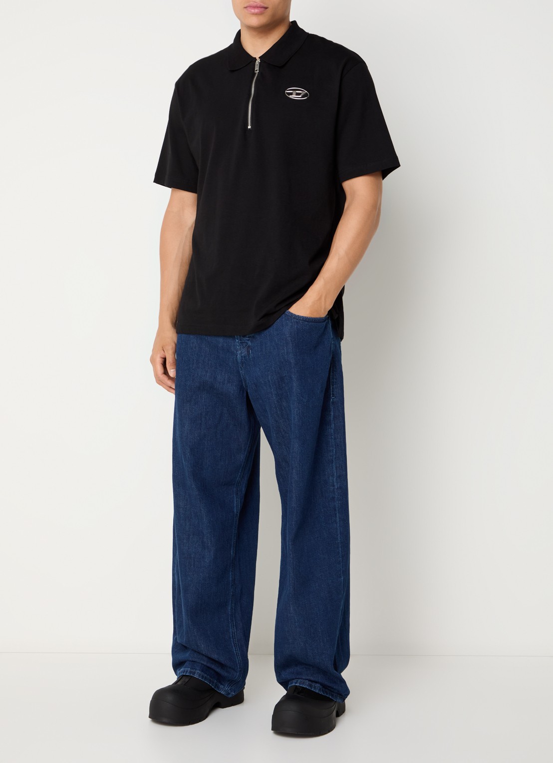 Diesel 1997 wide leg jeans met donkere wassing - voorkant 5 indigo