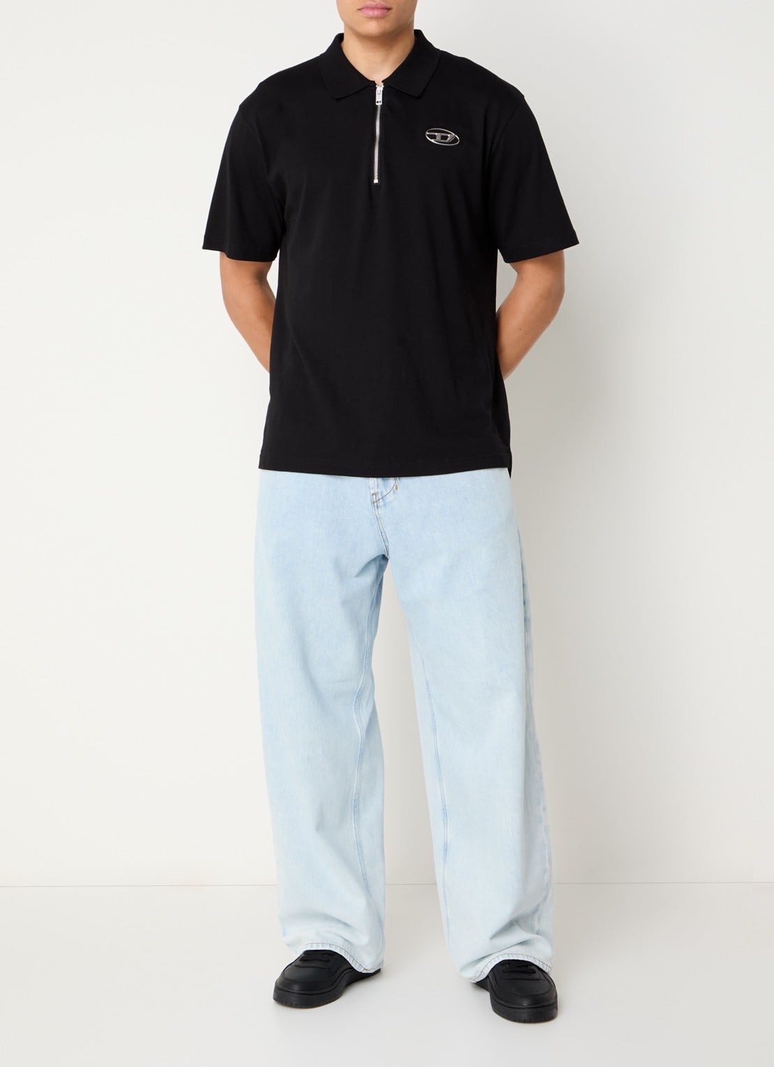 Diesel 1997 wide leg jeans met lichte wassing - voorkant 3 indigo