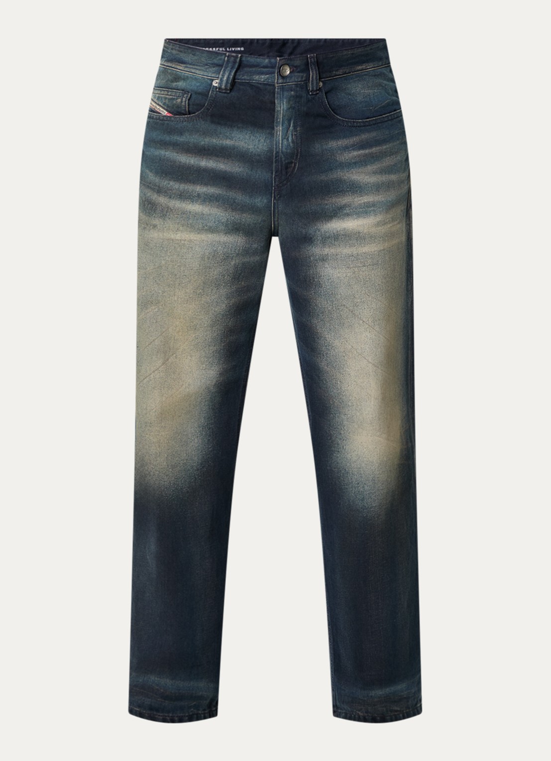 Diesel 2001 D-MACRO loose fit jeans met donkere wassing - voorkant indigo