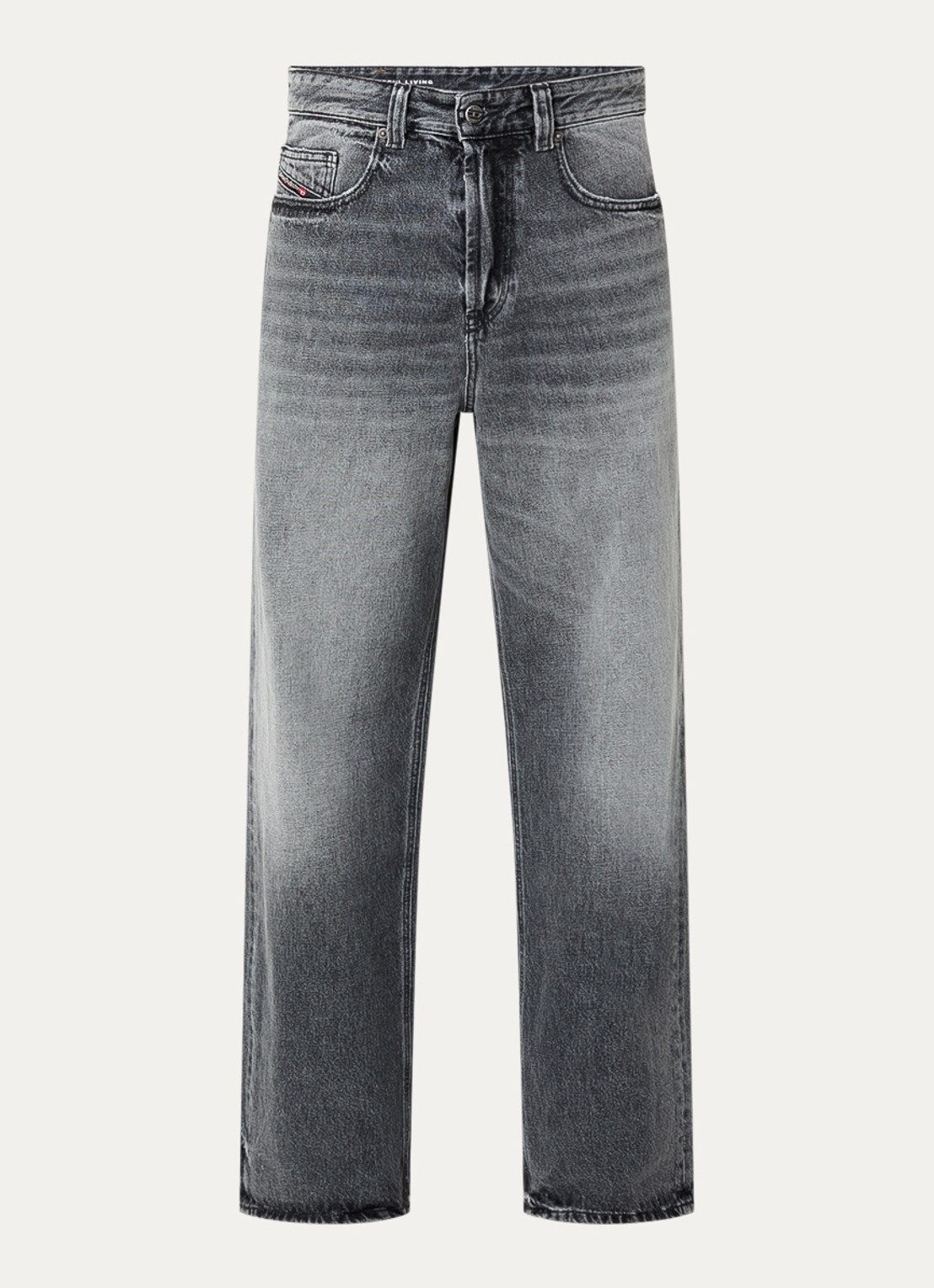 Diesel 2001 D-MACRO loose fit jeans met gekleurde wassing - voorkant donkergrijs