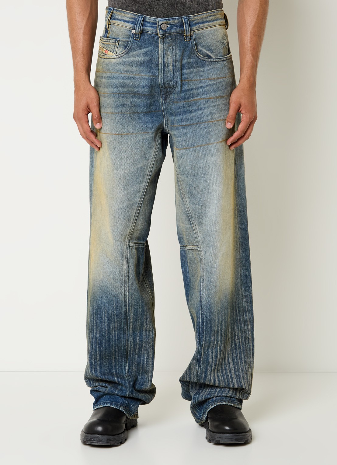 Diesel 2001 D-Macro loose fit jeans met verwassen afwerking - detail 4 indigo