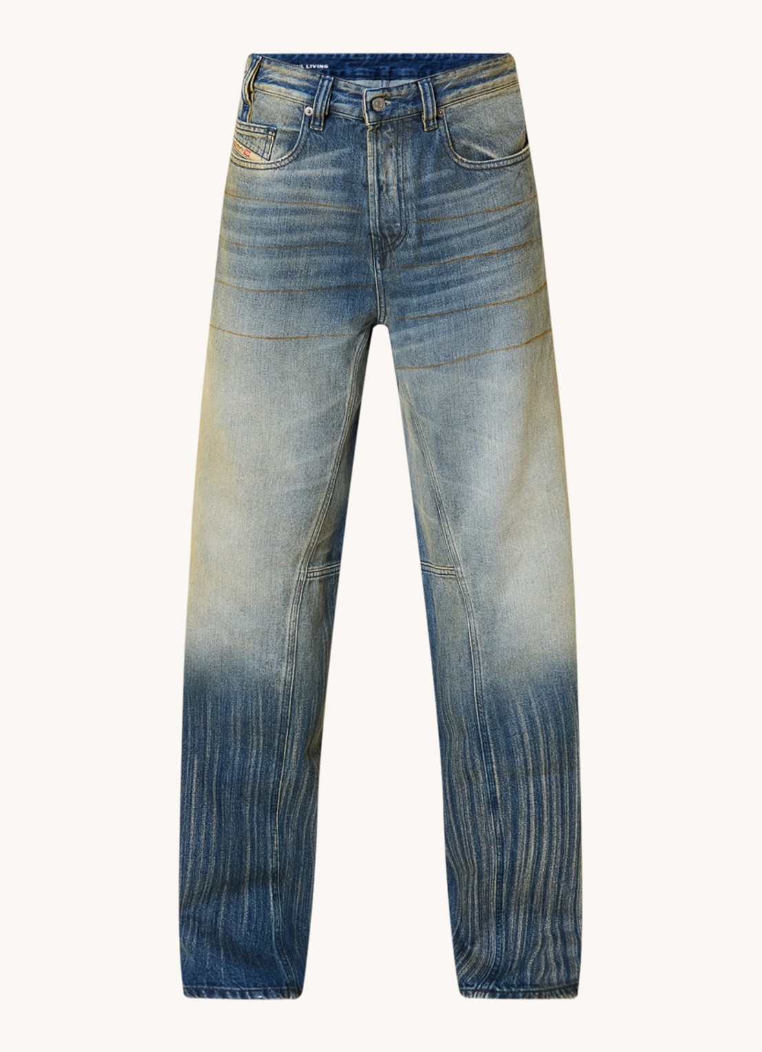 Diesel 2001 D-Macro loose fit jeans met verwassen afwerking - voorkant 2 indigo