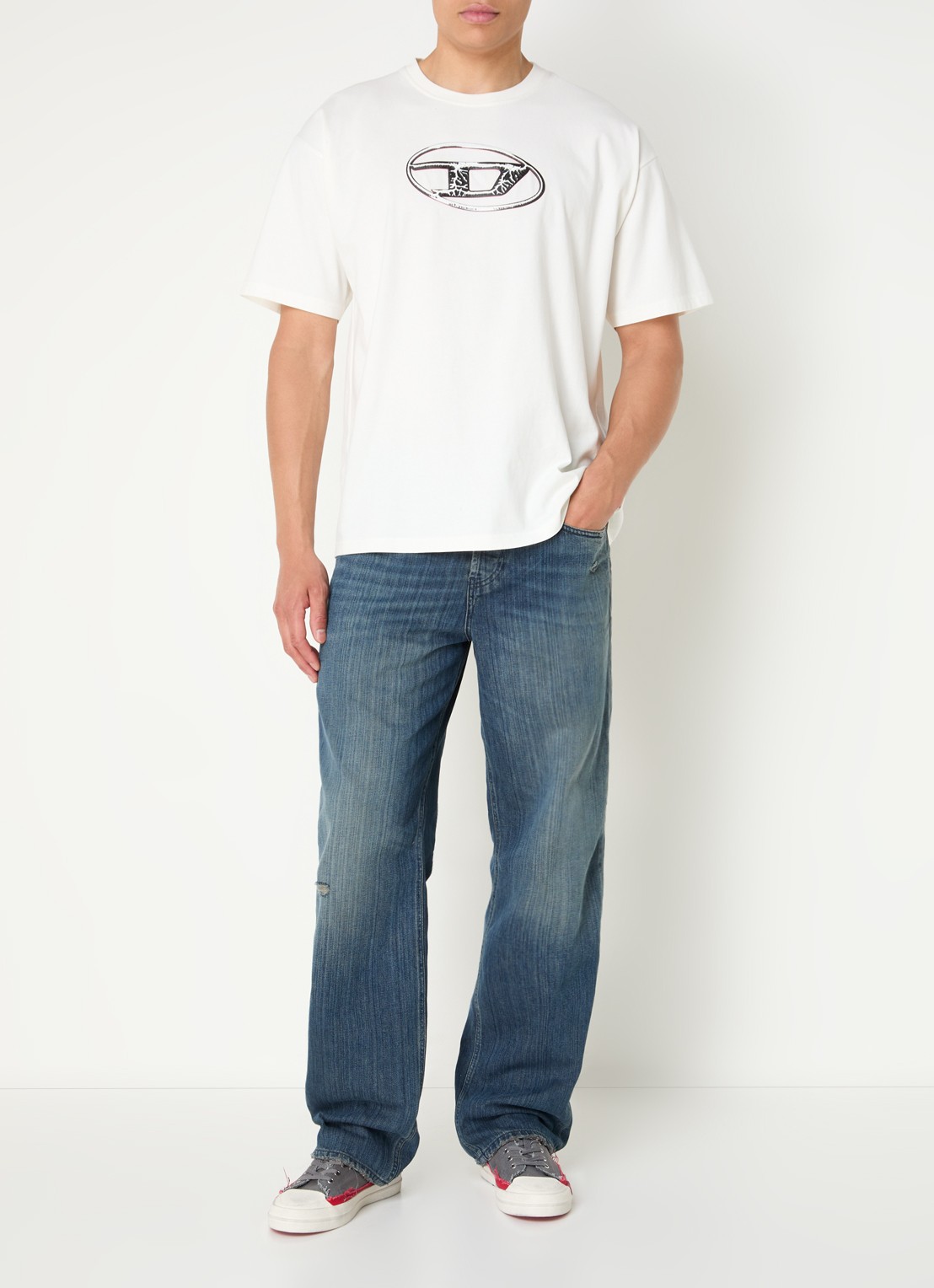 Diesel 2001 D-Macro straight leg jeans met medium wassing - voorkant 2 indigo