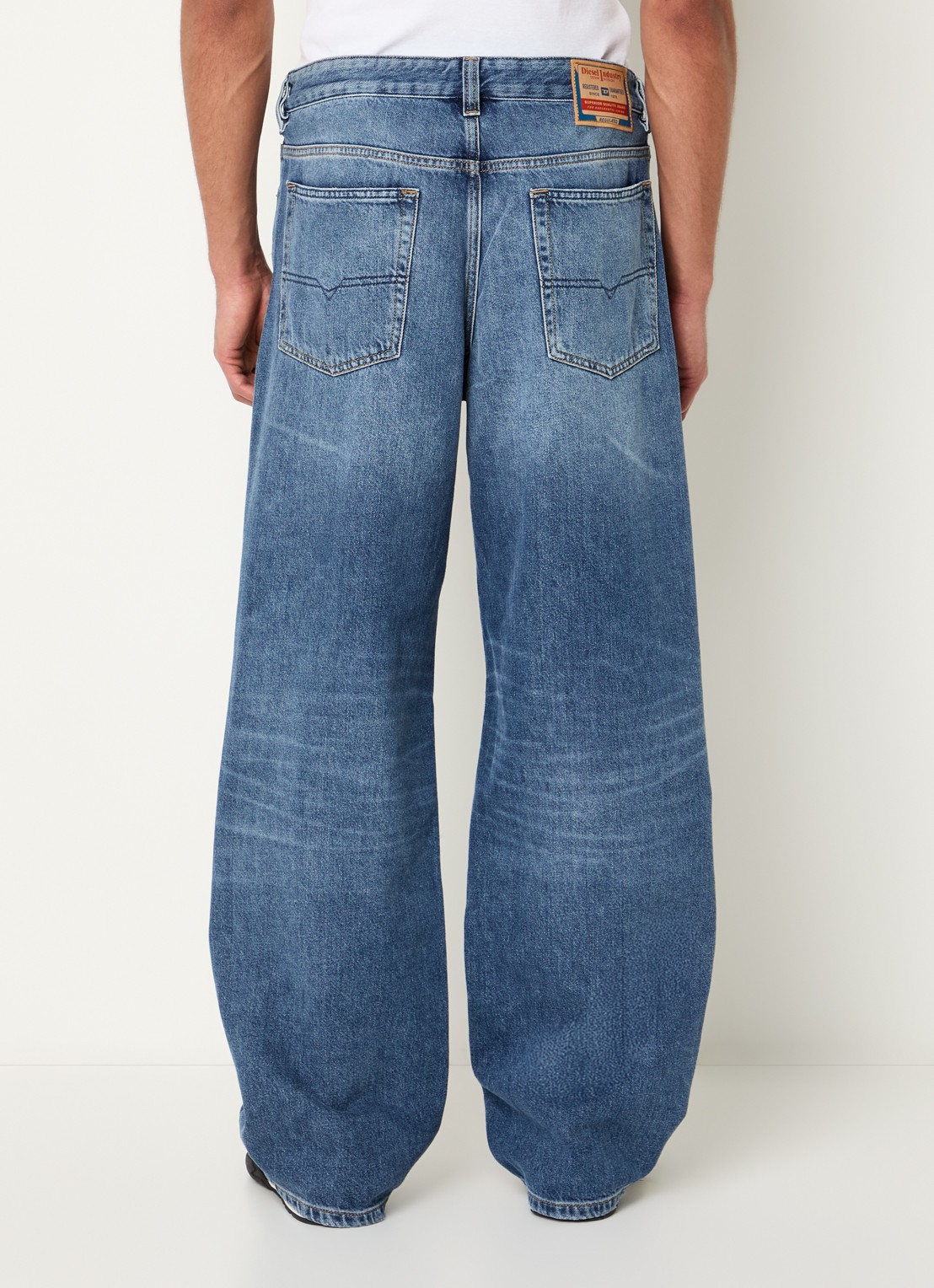 Diesel 2001 D-Macro wide leg jeans met destroyed afwerking  - achterkant 3 indigo
