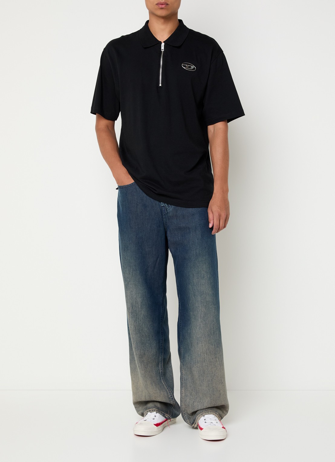 Diesel 2001 D-marco wide leg jeans met steekzakken - voorkant 5 indigo