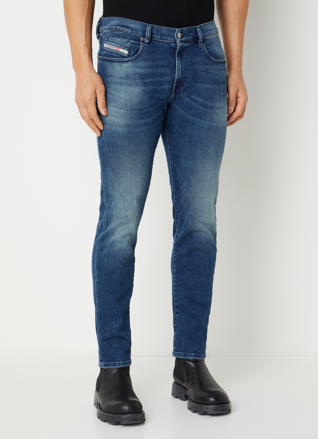 Diesel 2019 D-Strukt skinny jeans met medium wassing - detail indigo