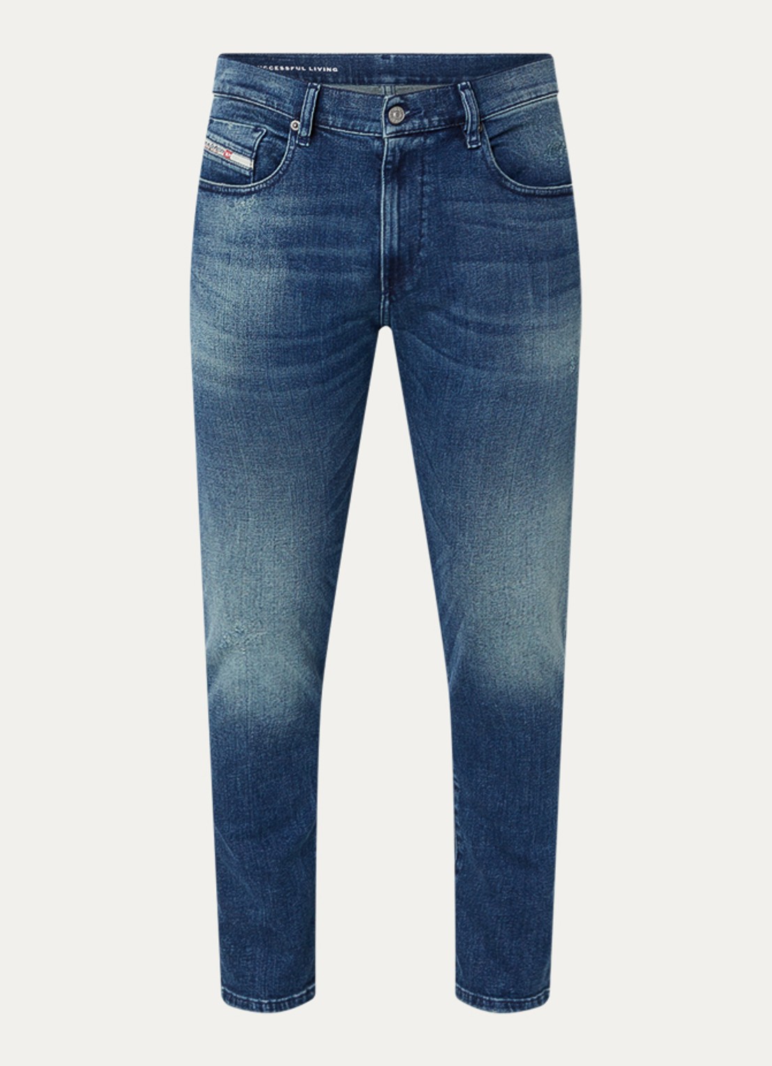 Diesel 2019 D-Strukt skinny jeans met medium wassing - voorkant 3 indigo
