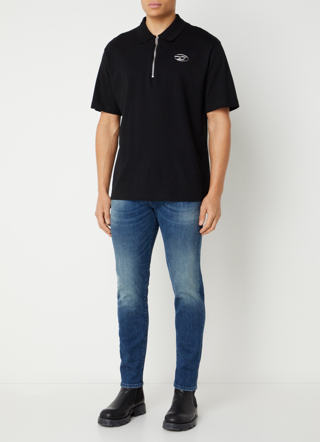 Diesel 2019 D-Strukt skinny jeans met medium wassing - voorkant 4 indigo