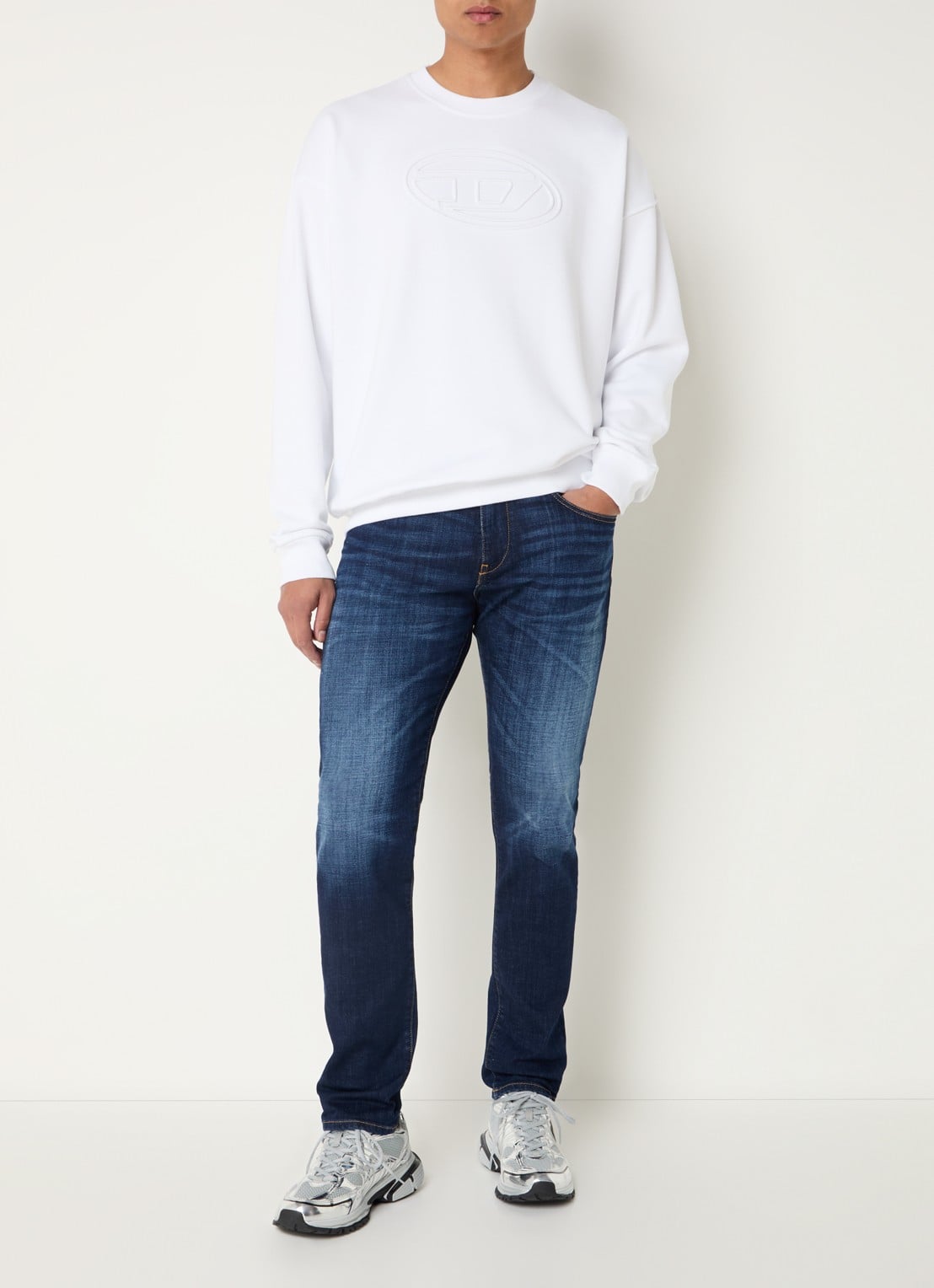 Diesel 2019 D-strukt slim fit jeans met donkere wassing - voorkant 5 indigo