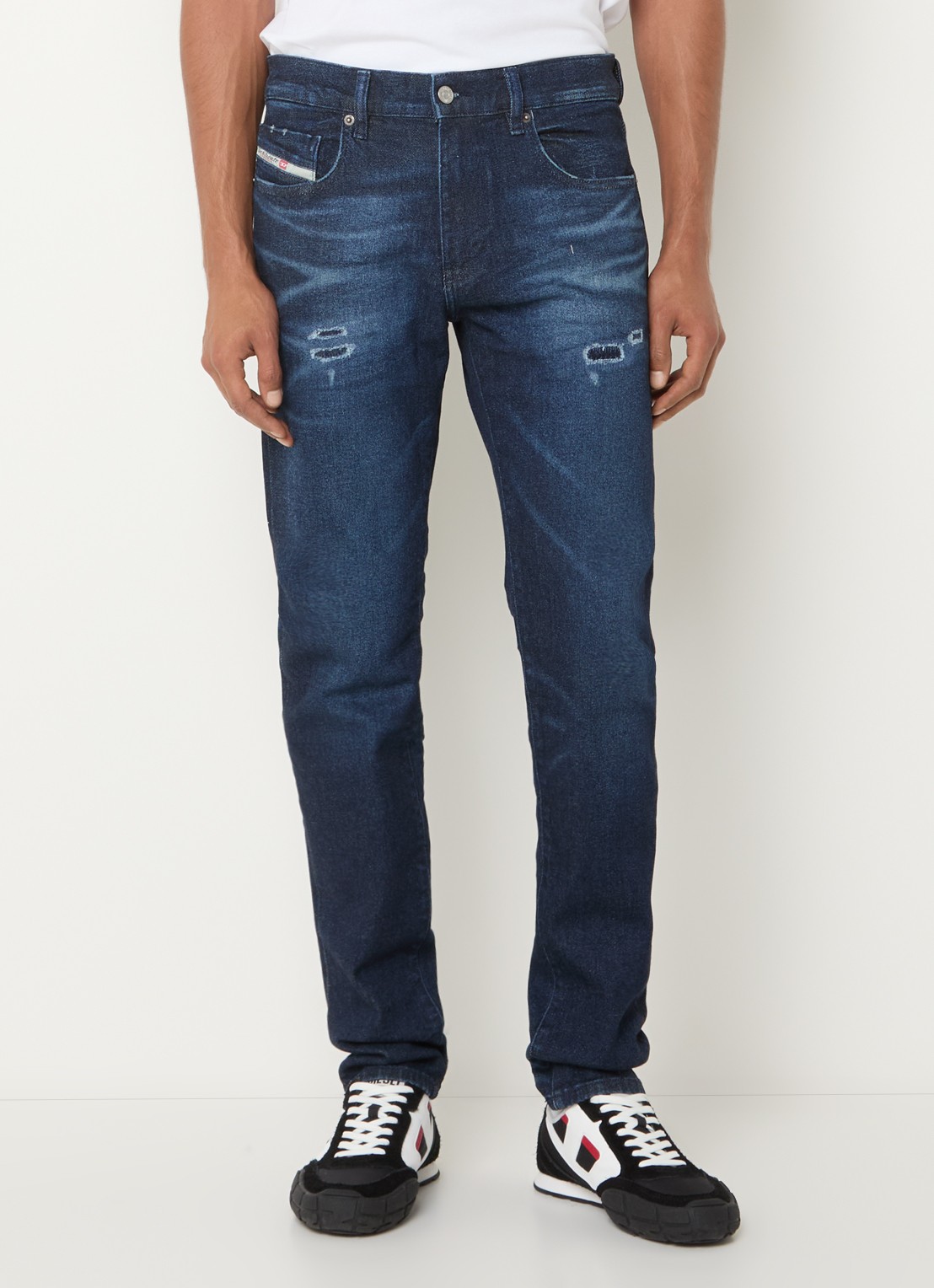 Diesel 2019 D-strukt slim fit jeans met donkere wassing - detail indigo