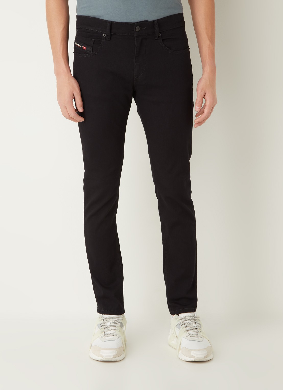 Diesel 2019 D-Strukt slim fit jeans met gekleurde wassing - detail 4 zwart
