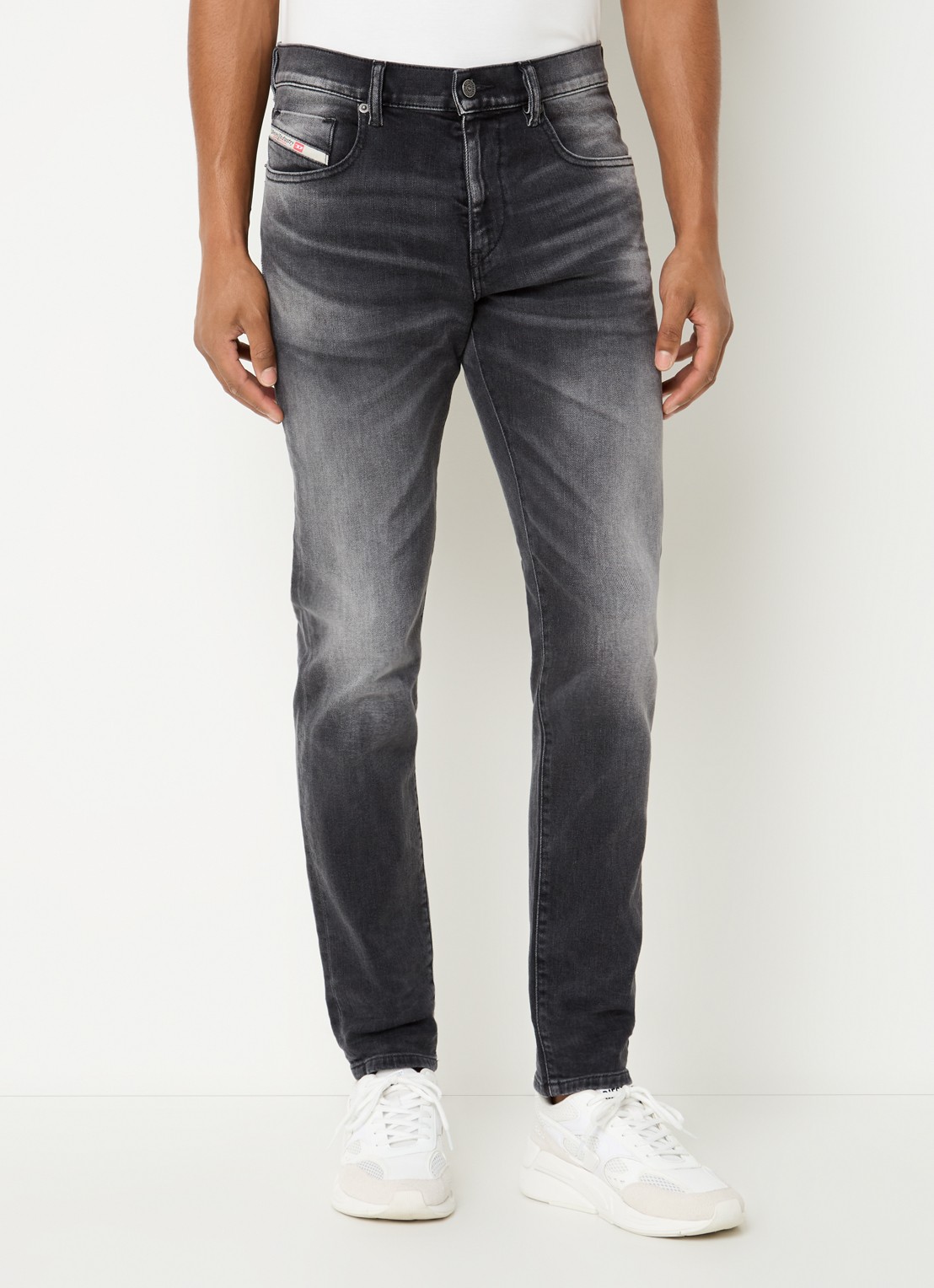 Diesel 2019 D-Strukt slim fit jeans met gekleurde wassing - detail antraciet