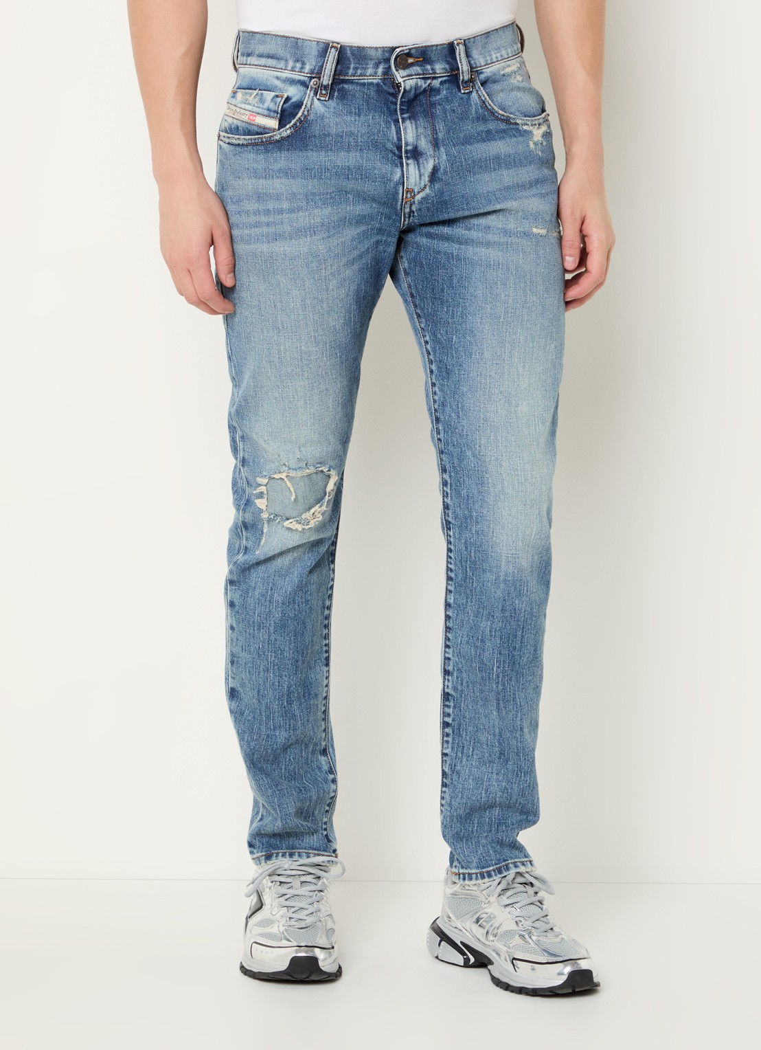 Diesel 2019 D-Strukt slim fit jeans met medium wassing - detail indigo