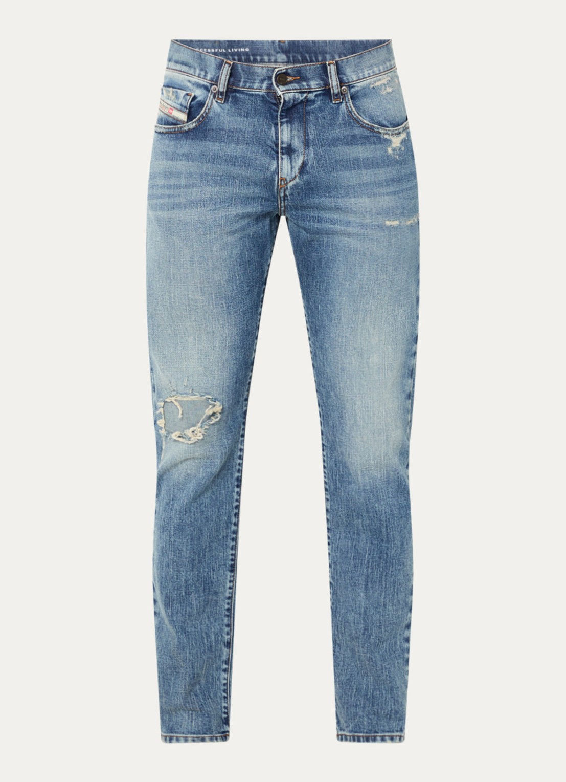 Diesel 2019 D-Strukt slim fit jeans met medium wassing - voorkant 4 indigo