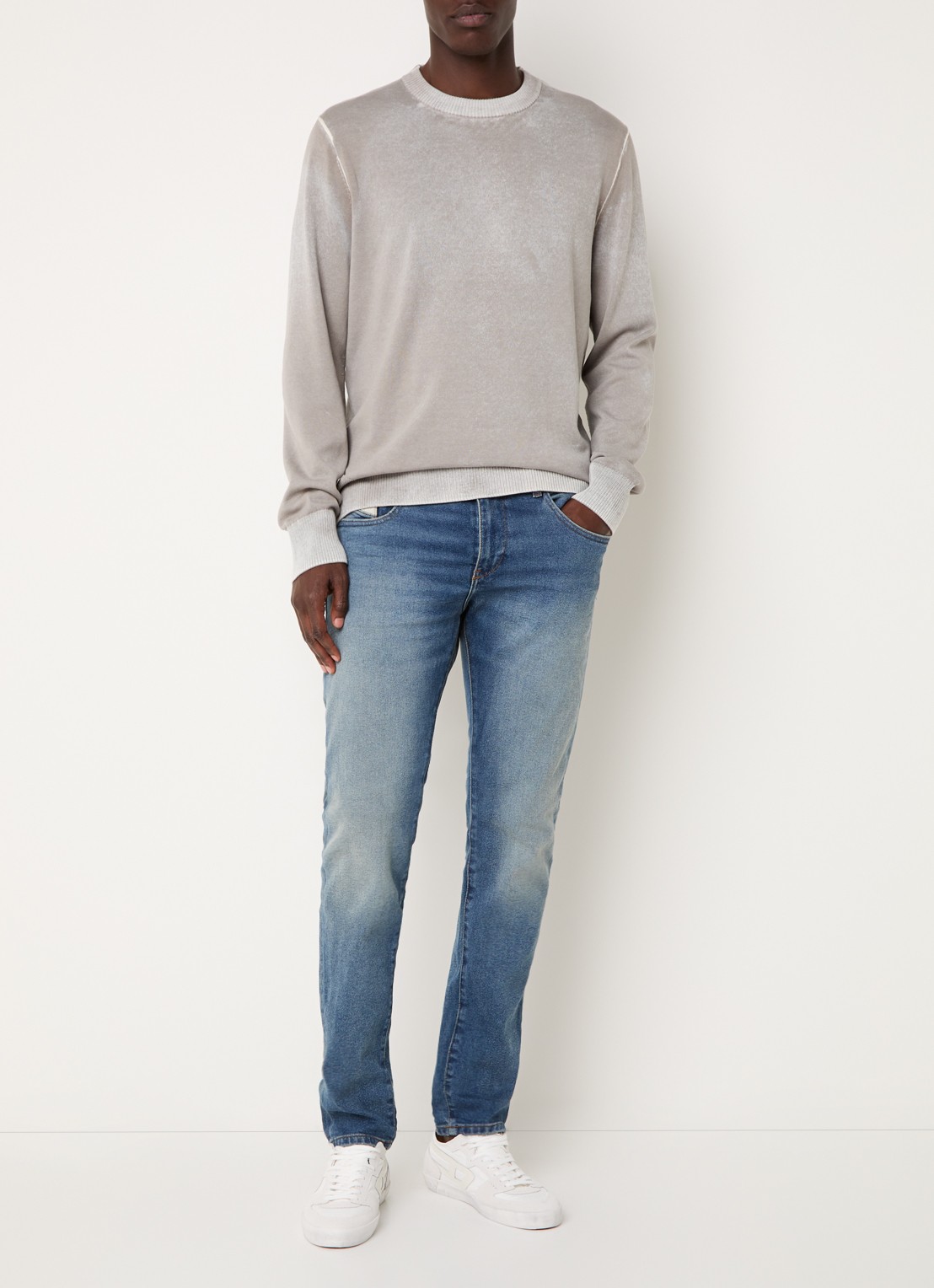 Diesel 2019 D-Strukt slim fit jeans met medium wassing - voorkant 3 indigo