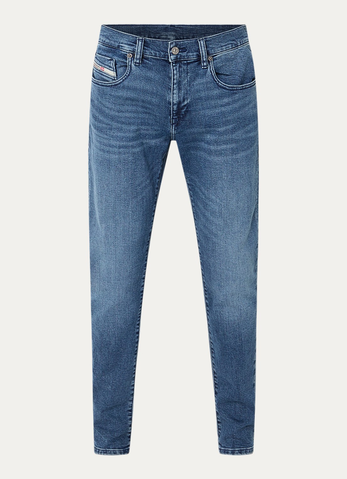 Diesel 2019 D-strukt straight fit jeans met medium wassing  - voorkant indigo