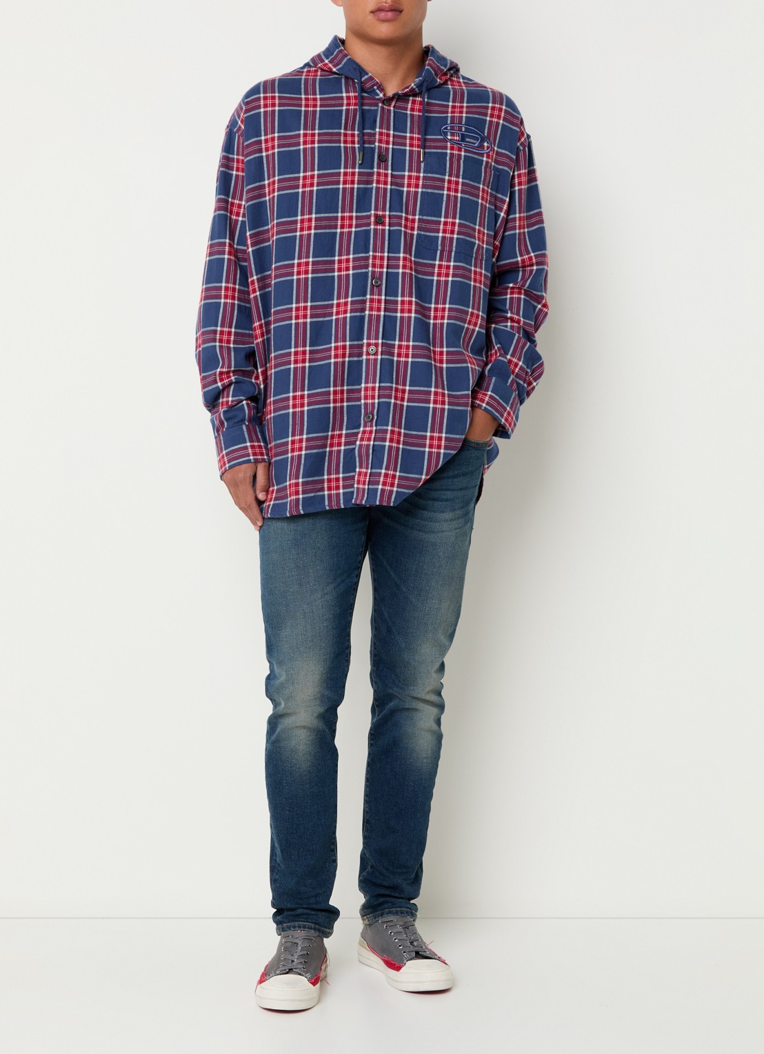 Diesel 2019 D-Strukt straight leg jeans met medium wassing - voorkant 2 indigo