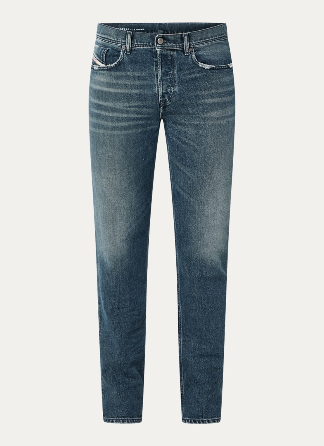 Diesel 2023 D-Finitive slim fit jeans  met medium wassing - voorkant indigo