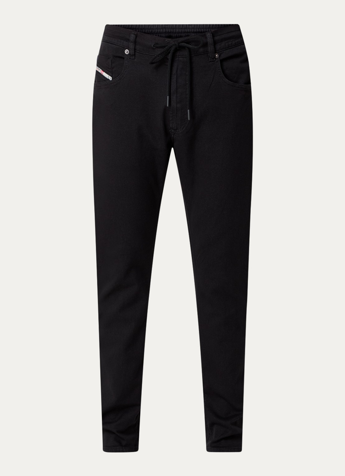 Diesel 2030 D-Krooley tapered jeans met trekkoord - voorkant 2 zwart