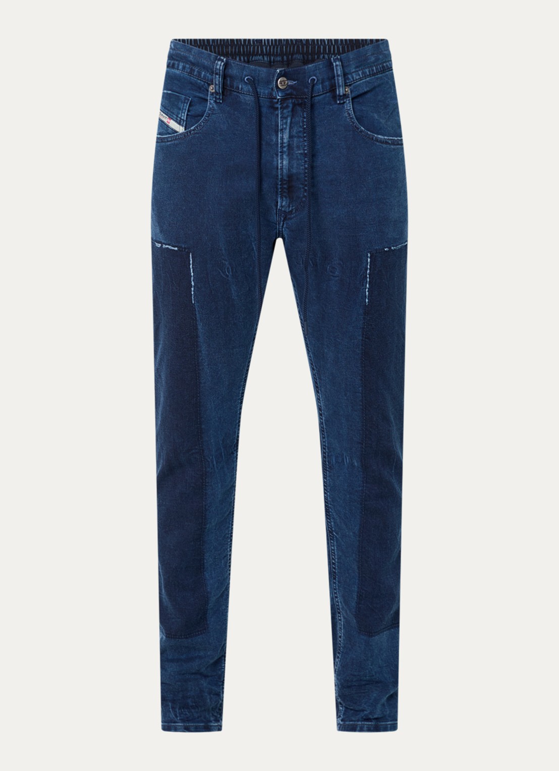 Diesel 2032 D-krooley slim fit joggingbroek van denim  - voorkant 2 indigo