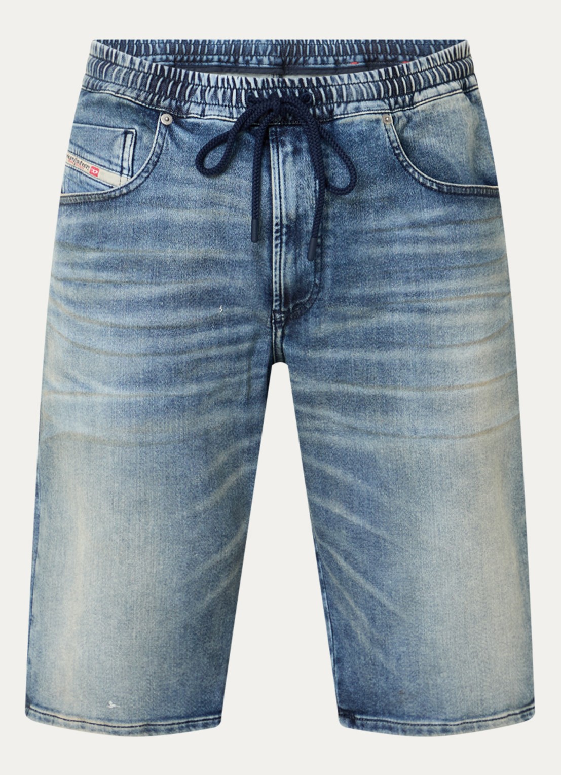Diesel 2033 D-Krooley Joggjeans® straight fit korte broek van denim - voorkant 2 indigo