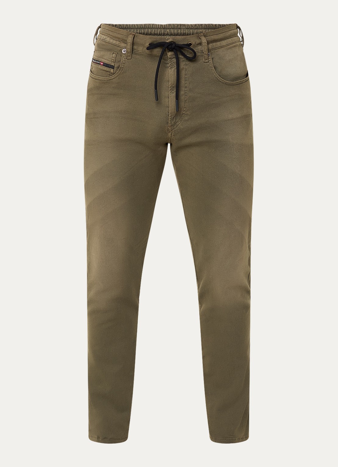 Diesel 2062 D-Strukt JoggJeans® tapered  jeans met gekleurde wassing  - voorkant 3 legergroen